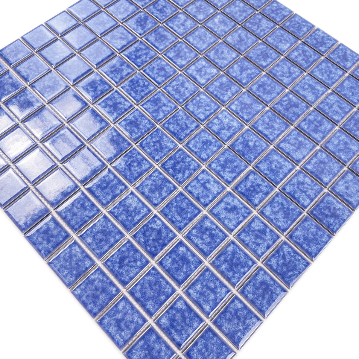 Midnight Splendor Series Ultra Marina Blue  Iced Flower Texture Crystalline Glazed Porcelain Mosaic