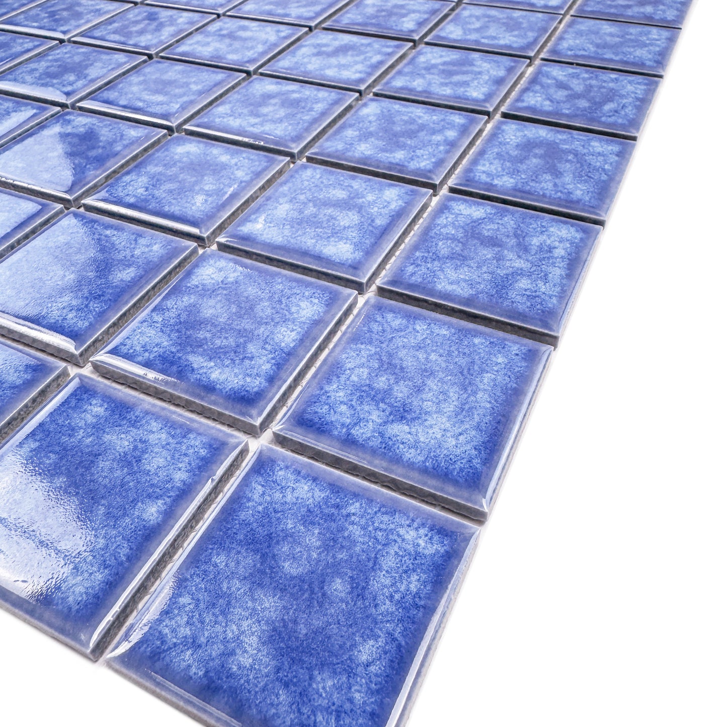 Midnight Splendor Series Ultra Marina Blue  Iced Flower Texture Crystalline Glazed Porcelain Mosaic