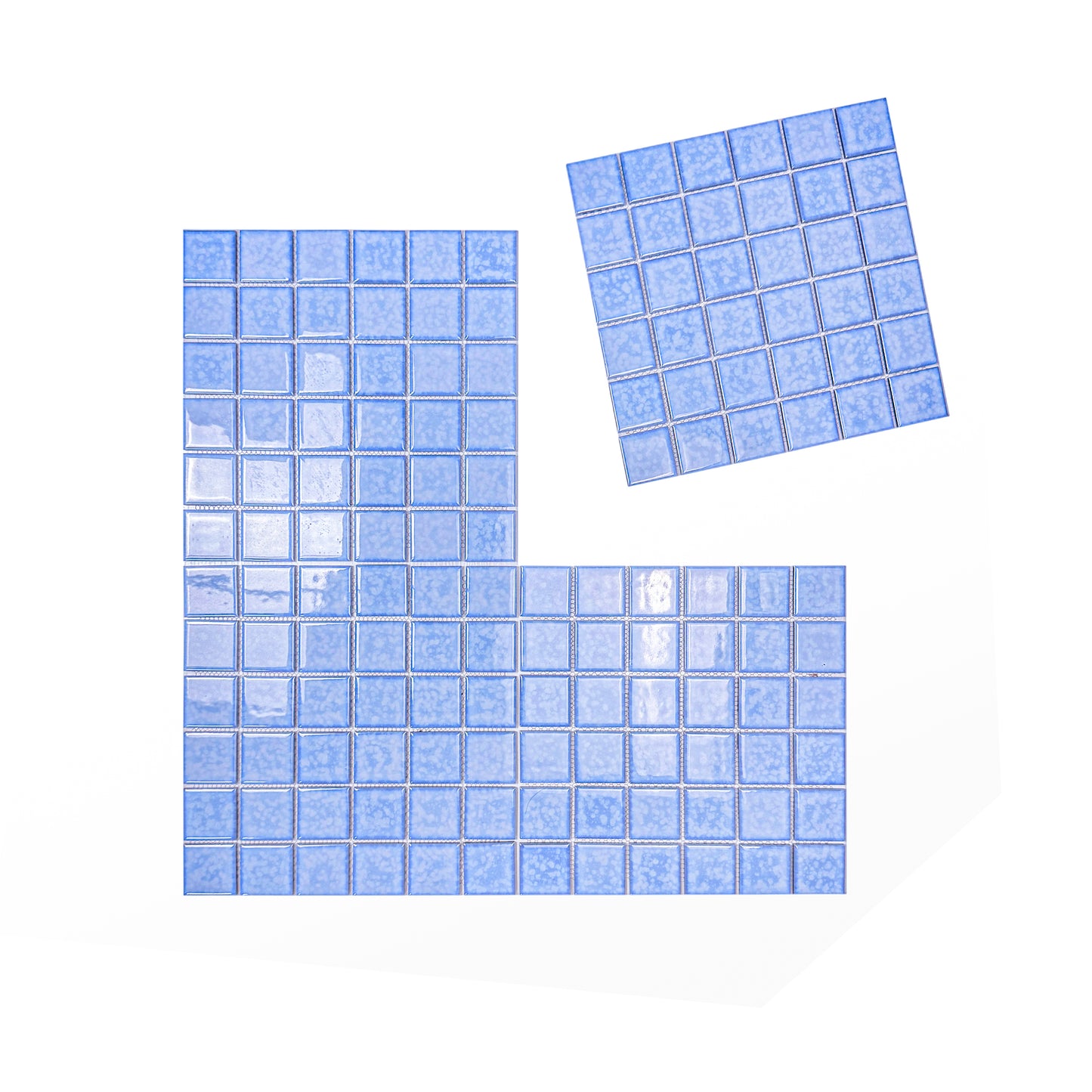 Midnight Splendor Series Sky Blue Iced Flower Texture  Crystalline Glazed Porcelain Mosaic