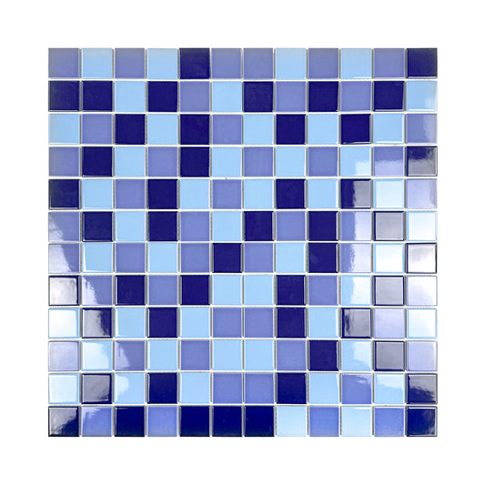 Azure Harmony Baby Blue & Cobalt Blue & Midnight Blue Mixed  Ordinary Glazed Porcelain Mosaic