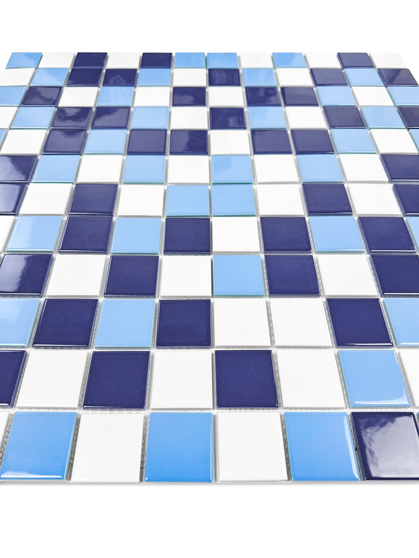 Azure Harmony White & Light Blue & Midnight Blue Mixed  Ordinary Glazed Porcelain Mosaic