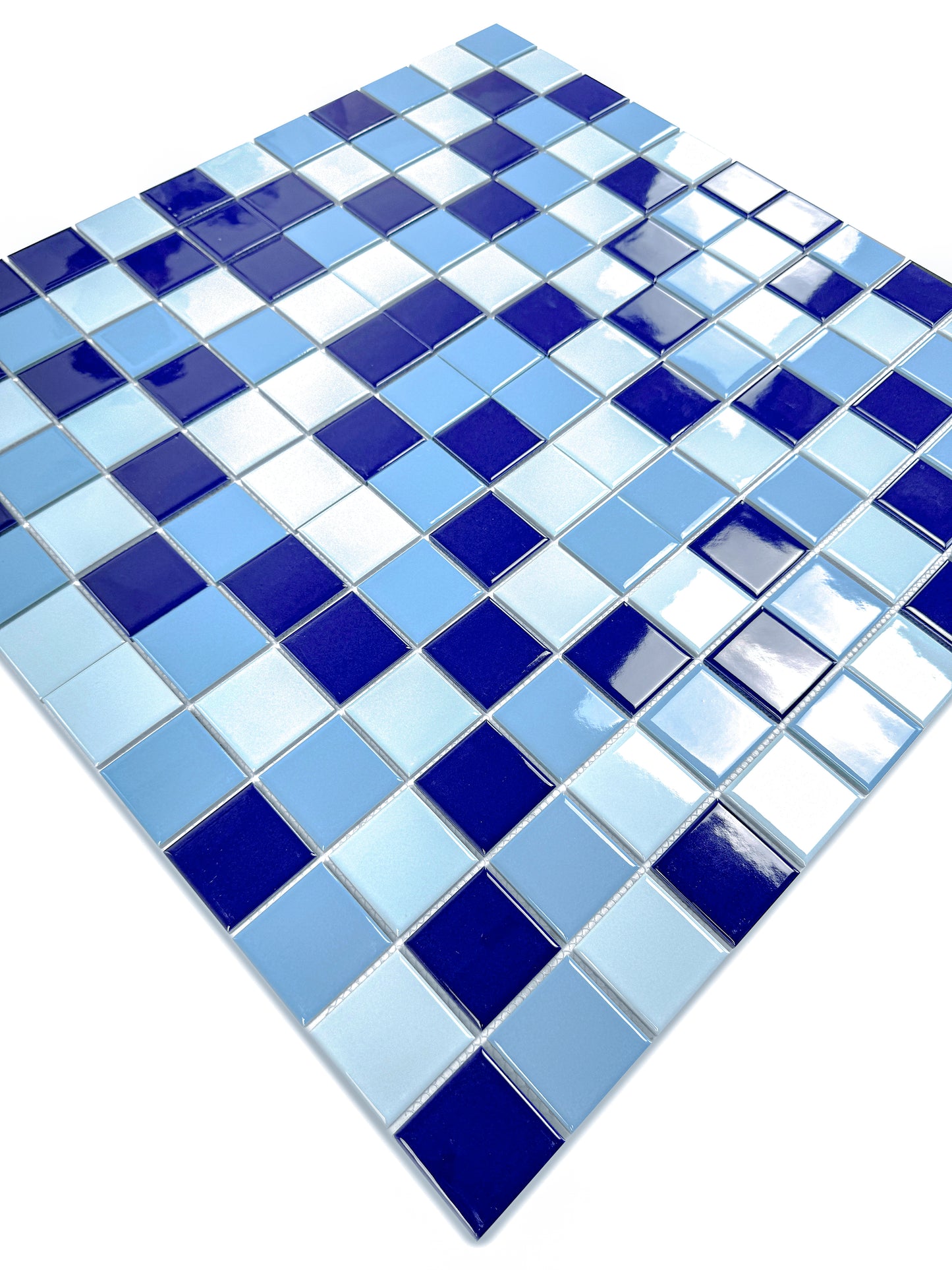Azure Harmony Light Blue & Cobalt Blue & Midnight Blue Mixed  Ordinary Glazed Porcelain Mosaic