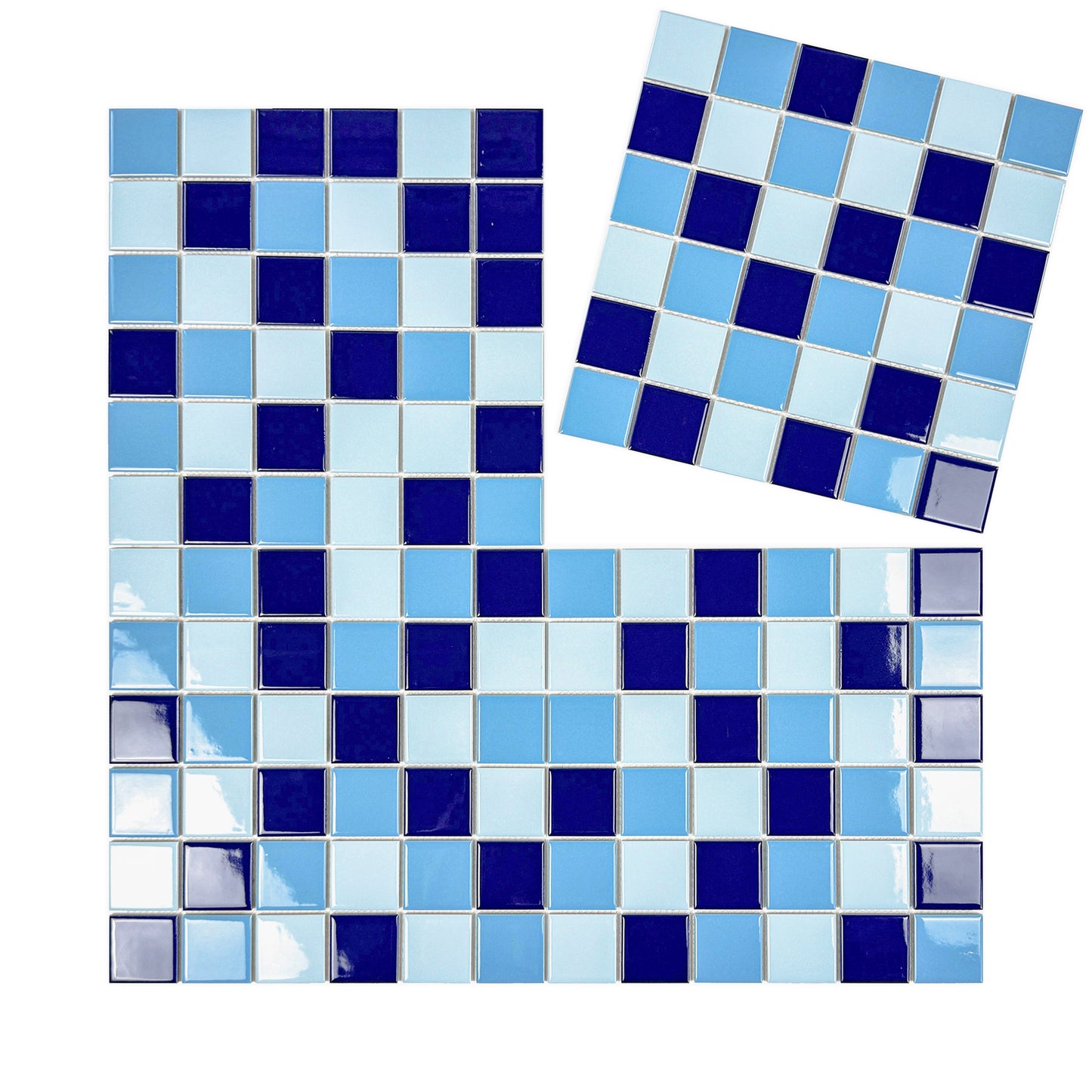 Azure Harmony Light Blue & Cobalt Blue & Midnight Blue Mixed  Ordinary Glazed Porcelain Mosaic