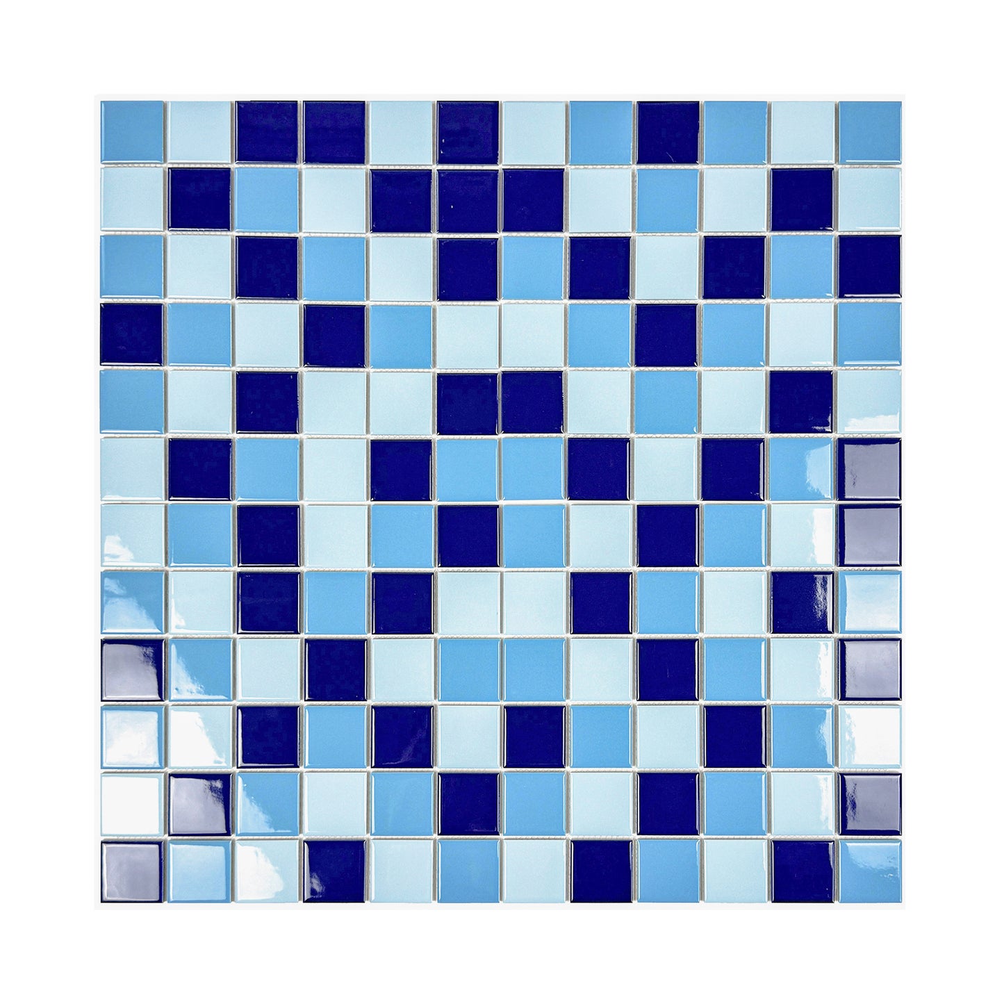 Azure Harmony Light Blue & Cobalt Blue & Midnight Blue Mixed  Ordinary Glazed Porcelain Mosaic