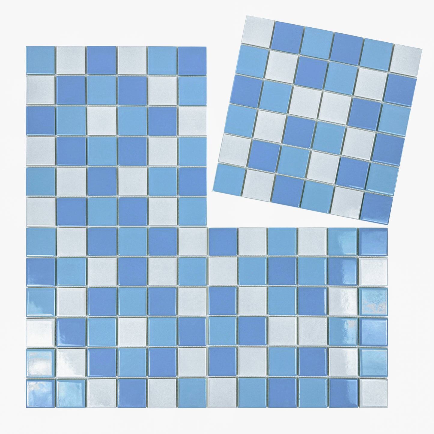 Azure Harmony White & Sky Blue & Light Blue Mixed  Ordinary Glazed Porcelain Mosaic