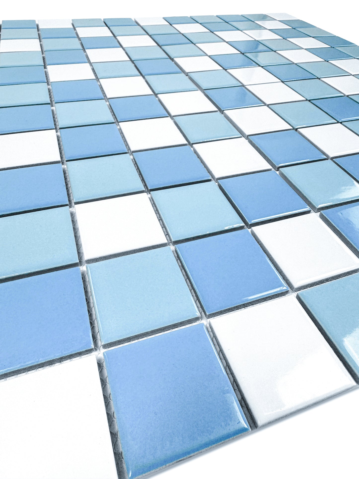Azure Harmony White & Sky Blue & Light Blue Mixed  Ordinary Glazed Porcelain Mosaic