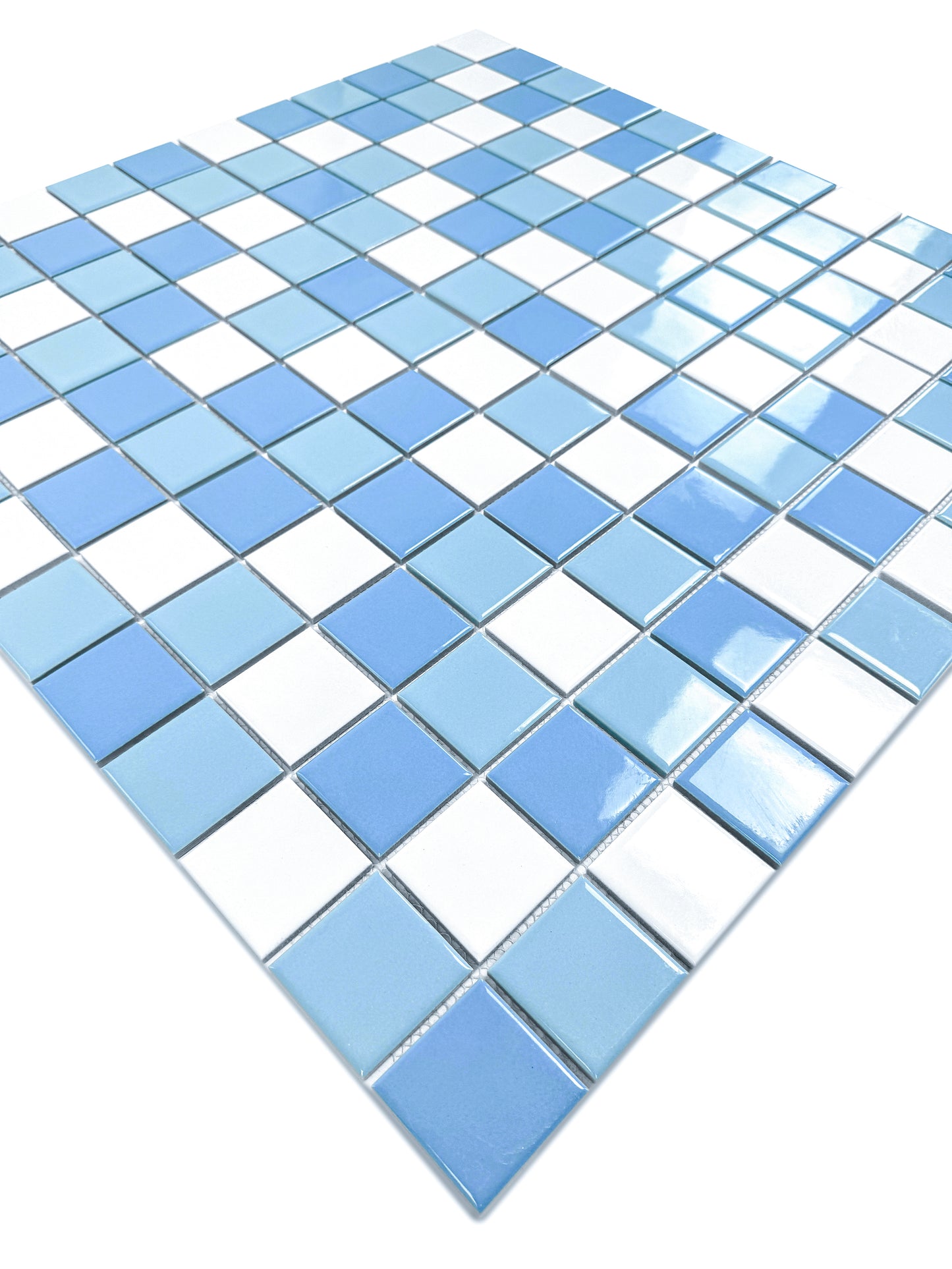 Azure Harmony White & Sky Blue & Light Blue Mixed  Ordinary Glazed Porcelain Mosaic