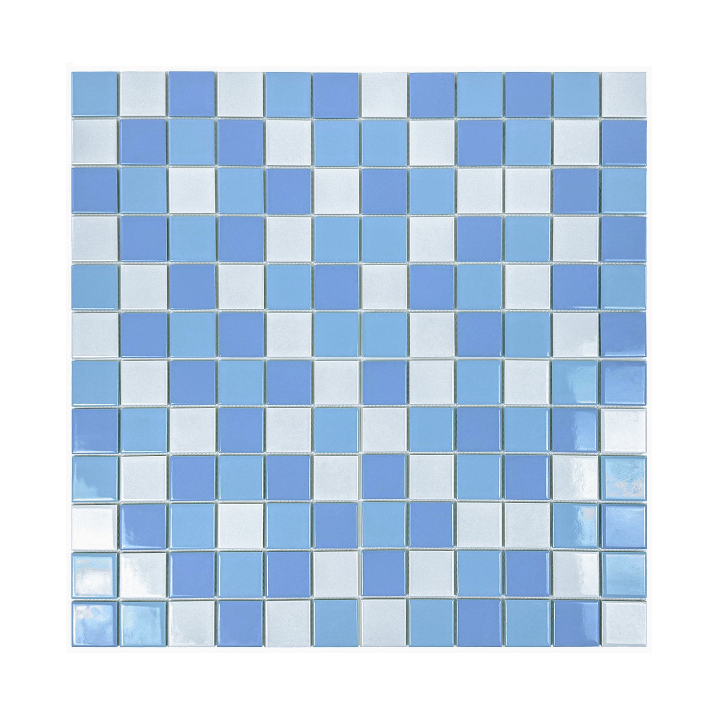 Azure Harmony White & Sky Blue & Light Blue Mixed  Ordinary Glazed Porcelain Mosaic