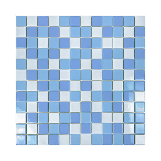Azure Harmony White & Sky Blue & Light Blue Mixed  Ordinary Glazed Porcelain Mosaic