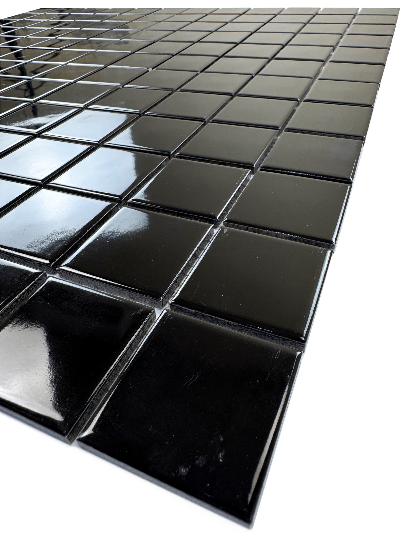 Azure Harmony Black Glossy  Ordinary Glazed Porcelain Mosaic