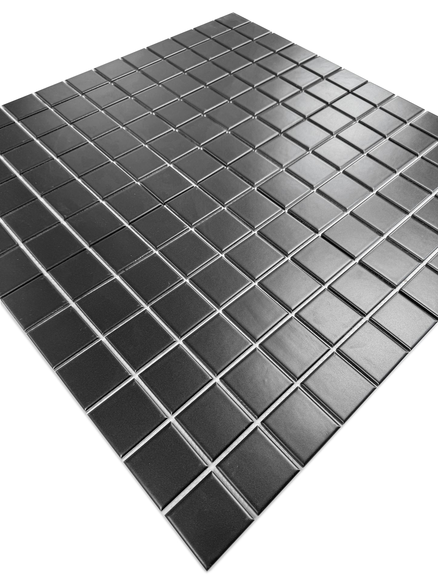 Azure Harmony Black Matte Plain Deisgn Ordinary Glazed Porcelain Mosaic