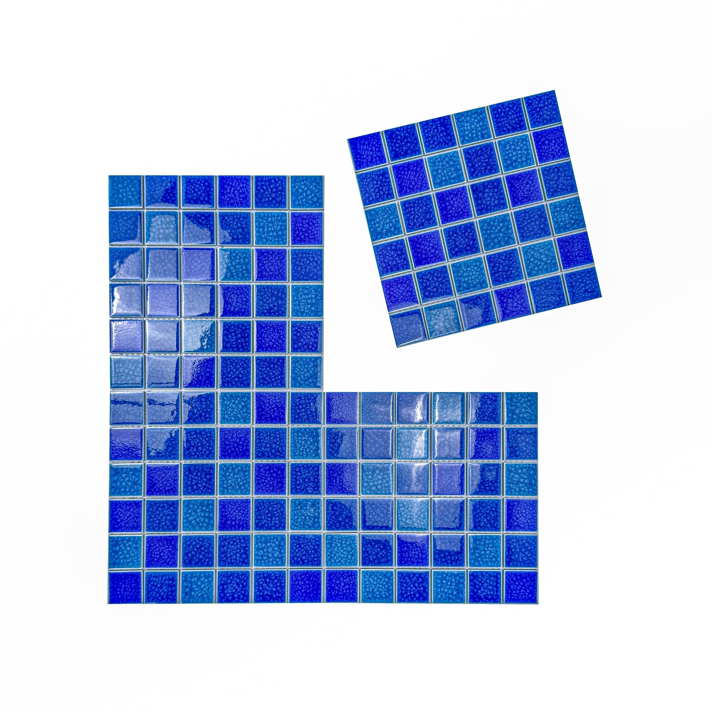 Oceanic Opal Series French Blue & Klein Blue Mixed Double Crackle Porcelain Mosaic