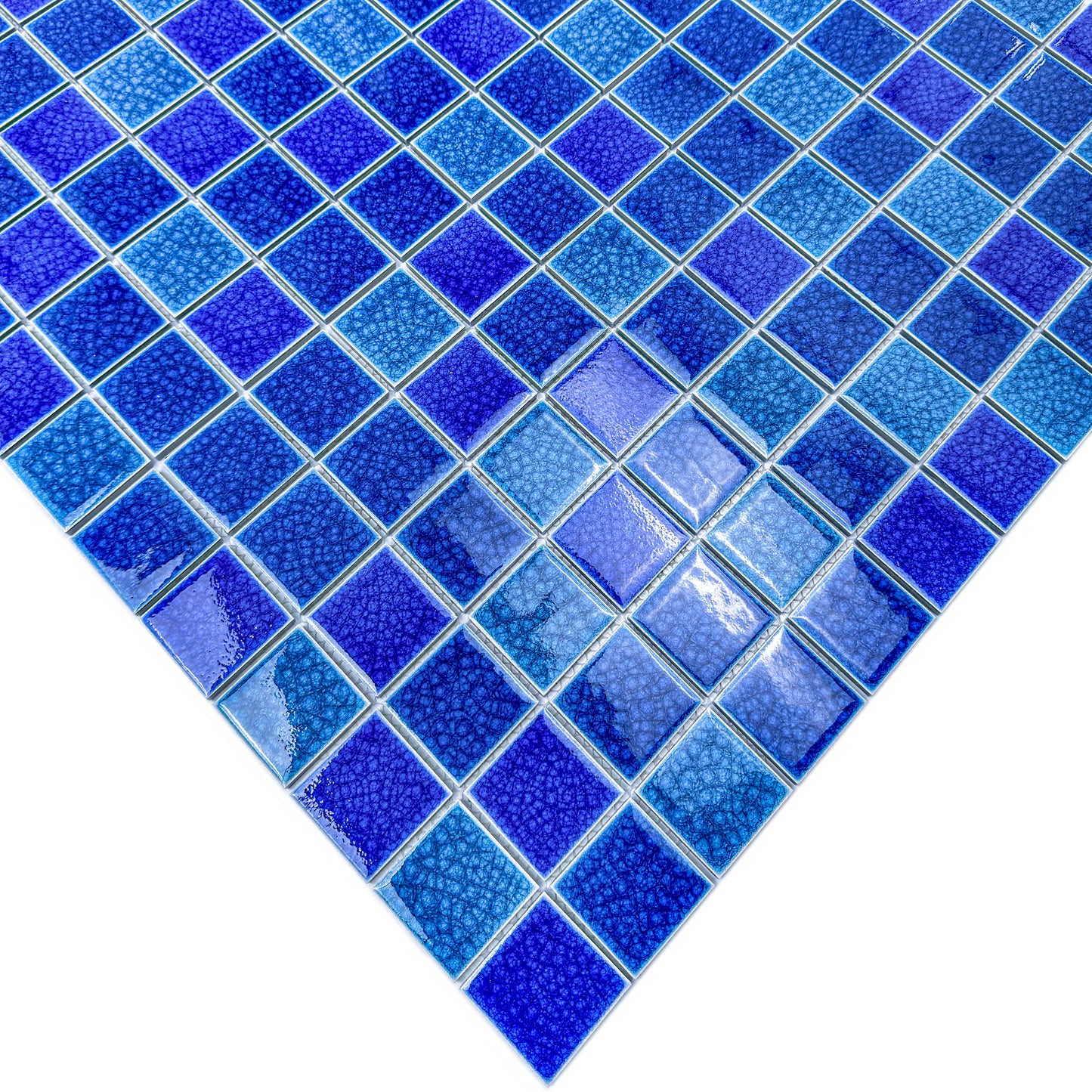 Oceanic Opal Series French Blue & Klein Blue Mixed Double Crackle Porcelain Mosaic