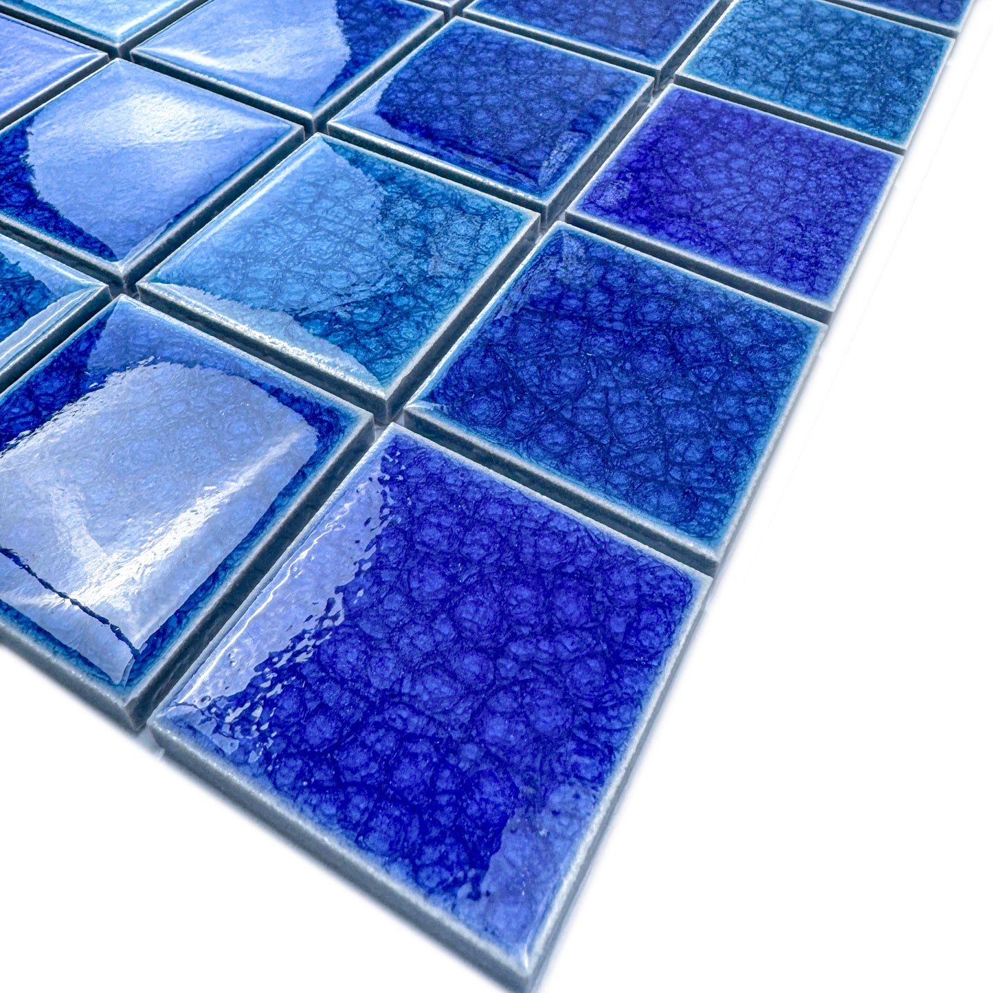 Oceanic Opal Series French Blue & Klein Blue Mixed Double Crackle Porcelain Mosaic
