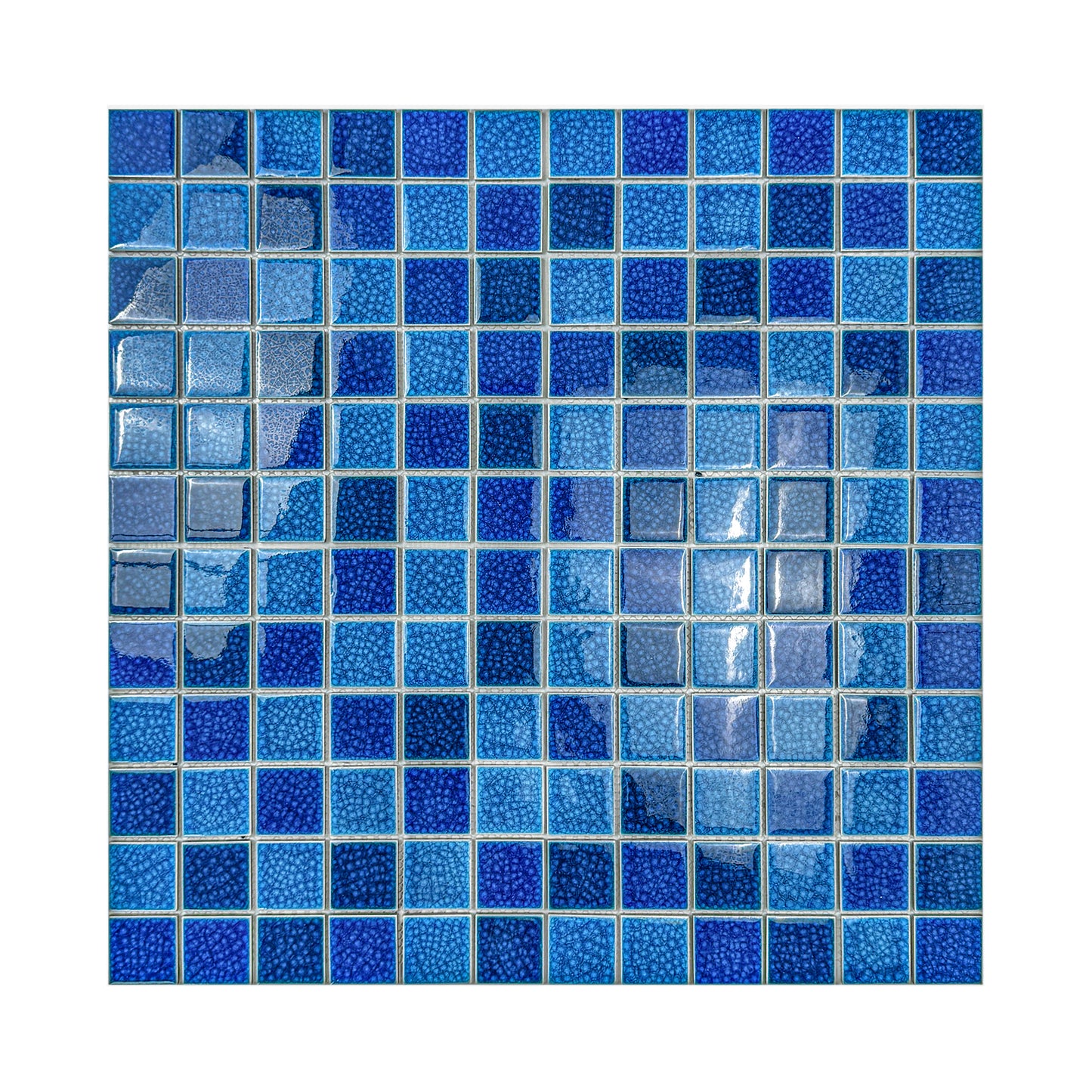 Oceanic Opal Series French Blue & Klein Blue & Navy Blue Mixed Double Crackle Porcelain Mosaic