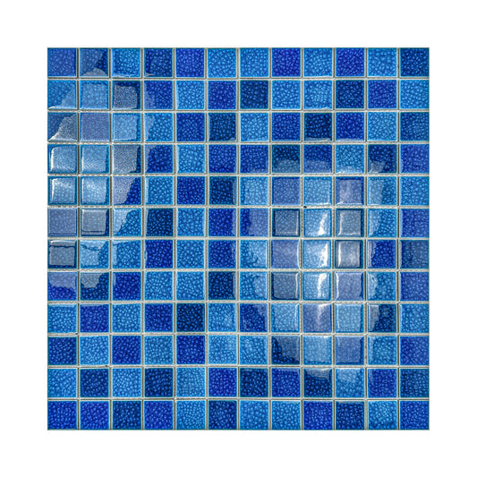 Oceanic Opal Series French Blue & Klein Blue & Navy Blue Mixed Double Crackle Porcelain Mosaic