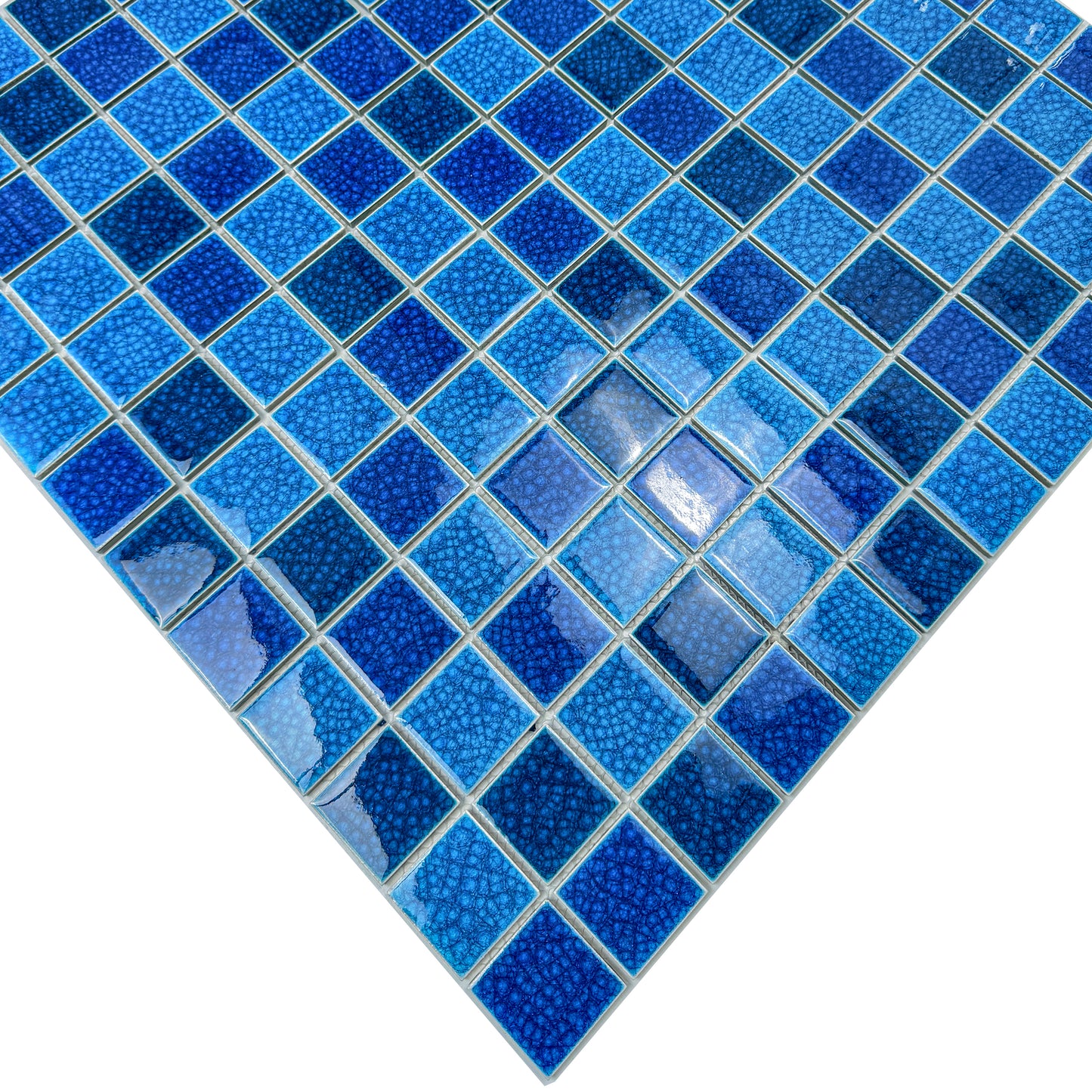Oceanic Opal Series French Blue & Klein Blue & Navy Blue Mixed Double Crackle Porcelain Mosaic