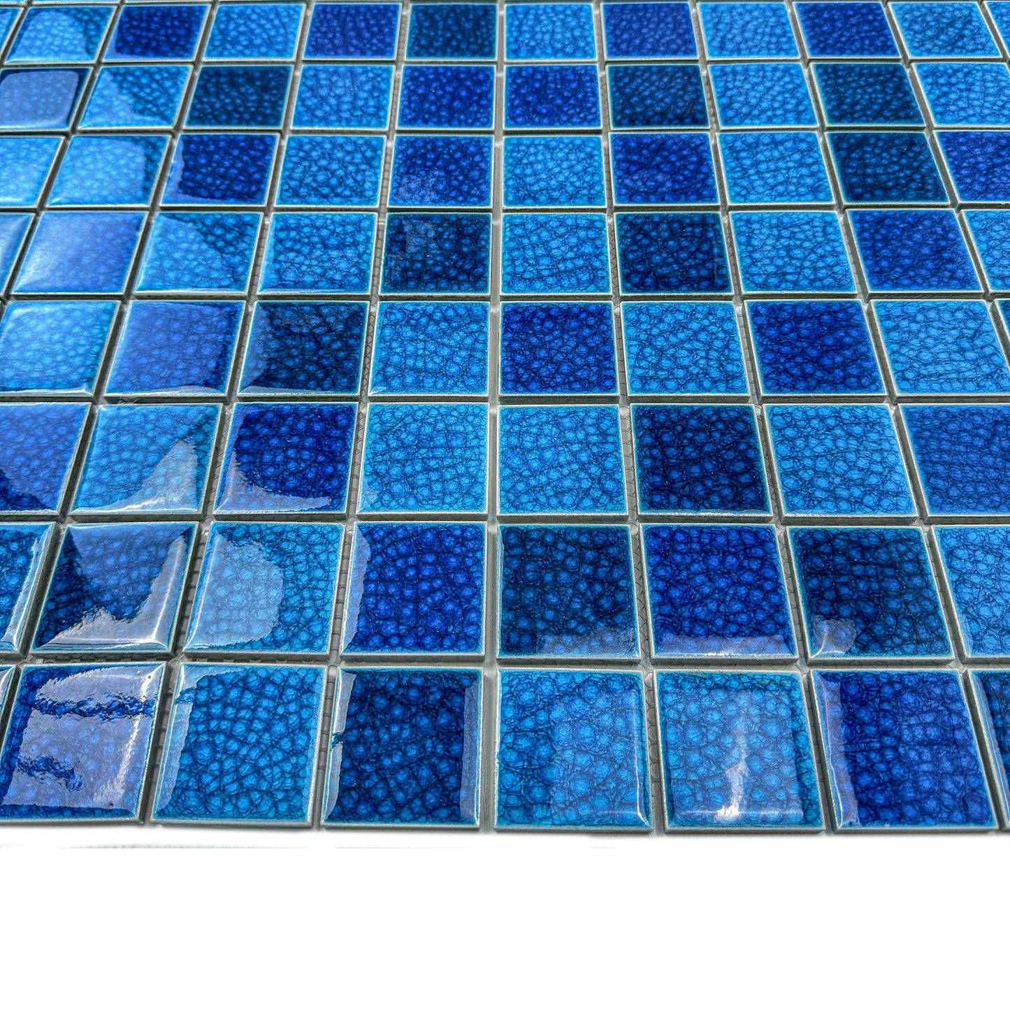 Oceanic Opal Series French Blue & Klein Blue & Navy Blue Mixed Double Crackle Porcelain Mosaic