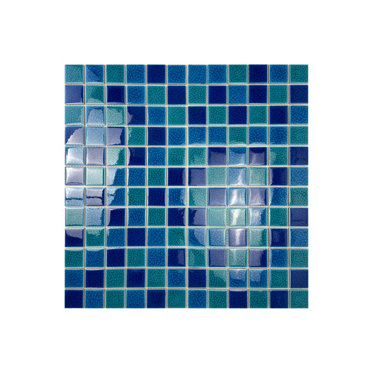 Oceanic Opal Series French Blue & Klein Blue & Tiffany Blue Mixed Double Crackle Porcelain Mosaic