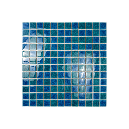 Oceanic Opal Series Tiffany Blue & French Blue Mixed Double Crackle Porcelain Mosaic