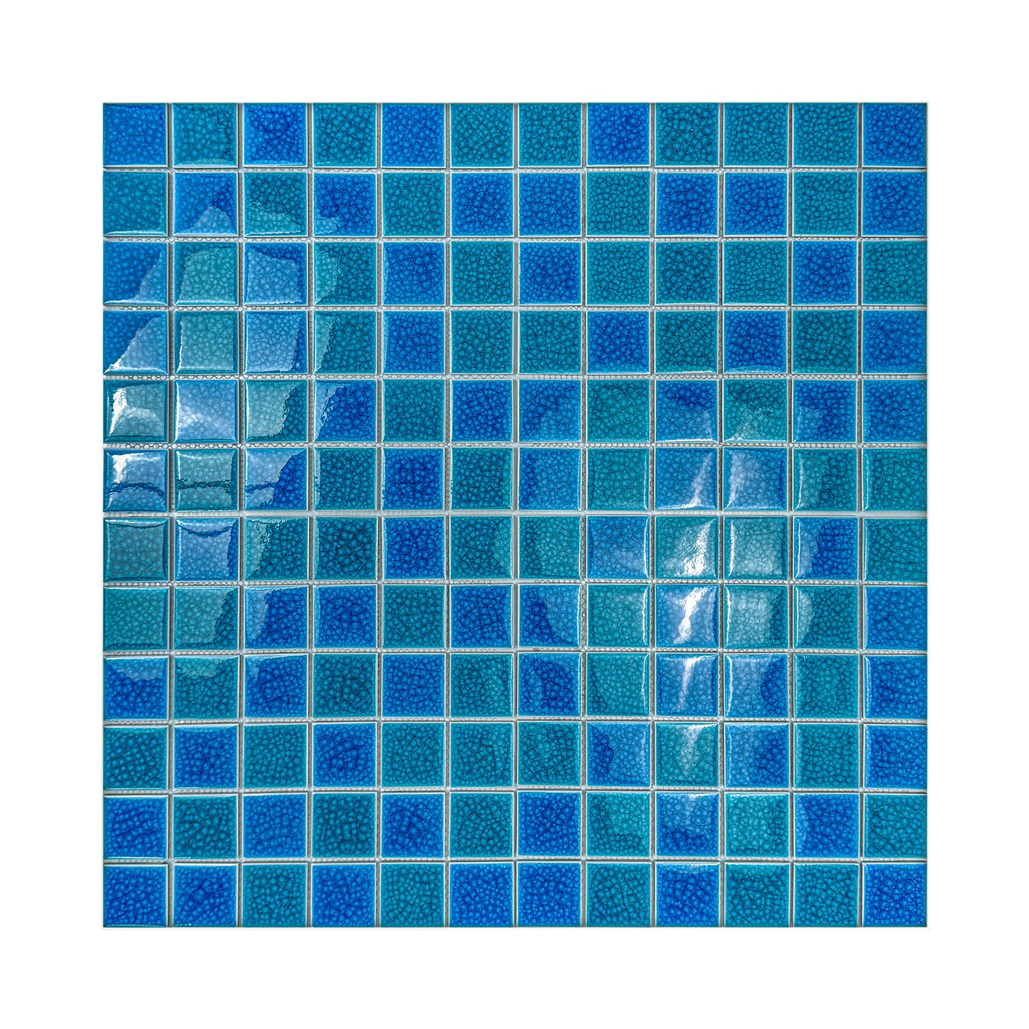 Oceanic Opal Series Tiffany Blue & French Blue Mixed Double Crackle Porcelain Mosaic