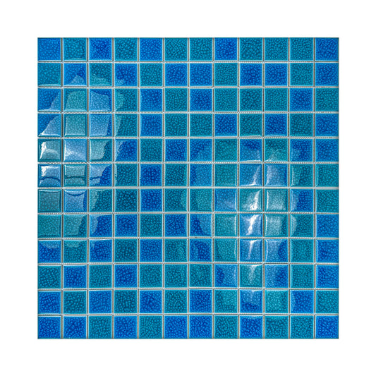 Oceanic Opal Series Tiffany Blue & French Blue Mixed Double Crackle Porcelain Mosaic