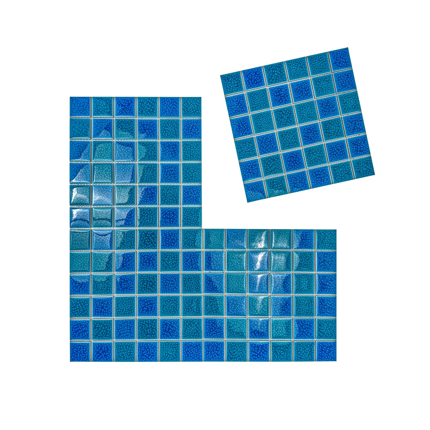 Oceanic Opal Series Tiffany Blue & French Blue Mixed Double Crackle Porcelain Mosaic