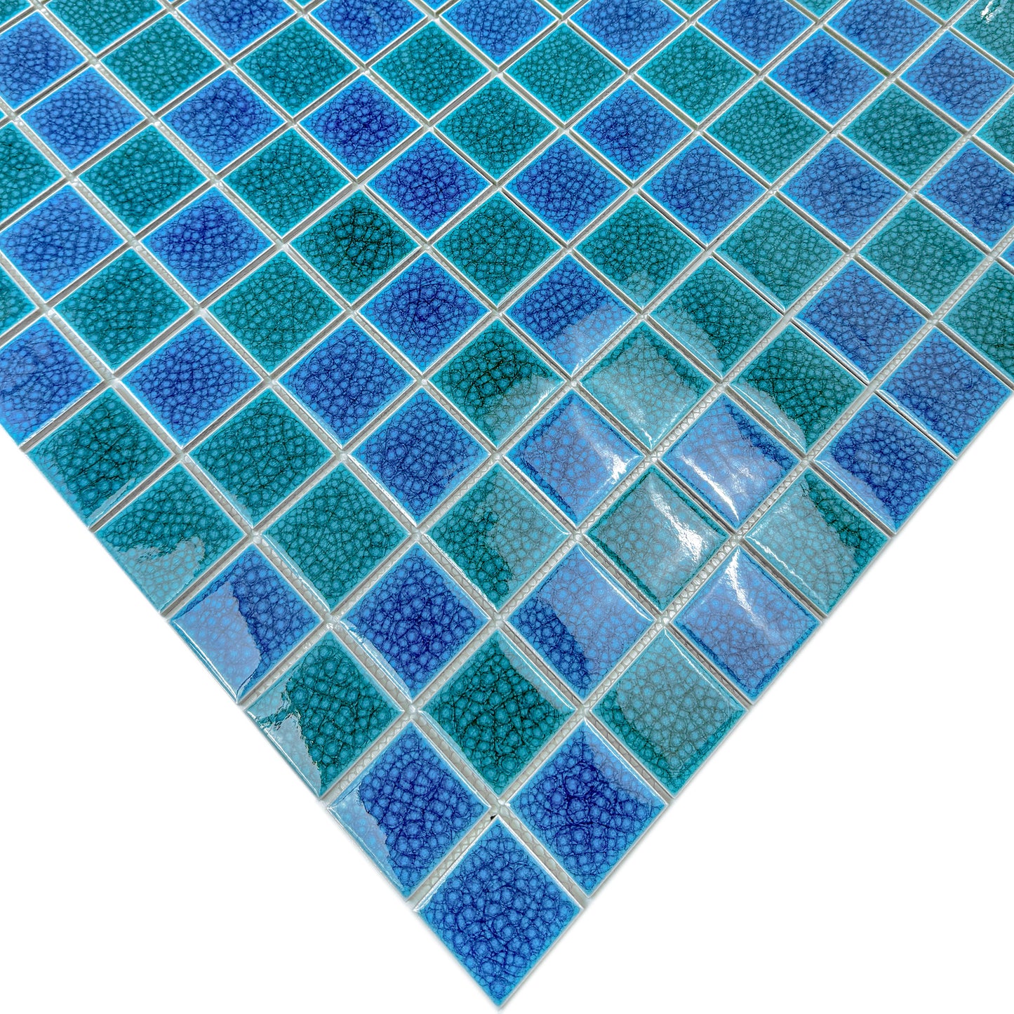 Oceanic Opal Series Tiffany Blue & French Blue Mixed Double Crackle Porcelain Mosaic