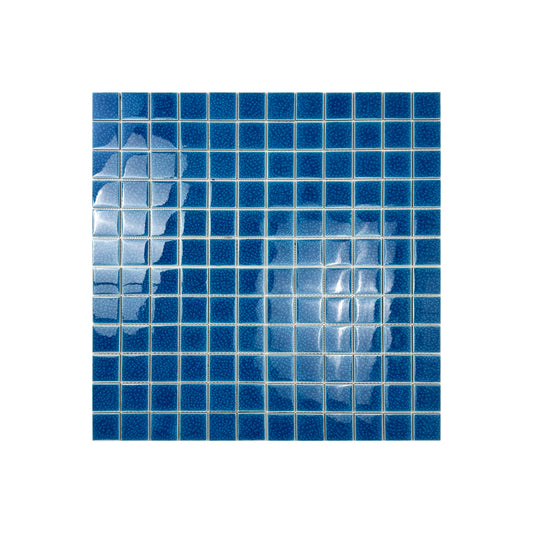Oceanic Opal Series French Blue Double Crackle Porcelain Mosaic