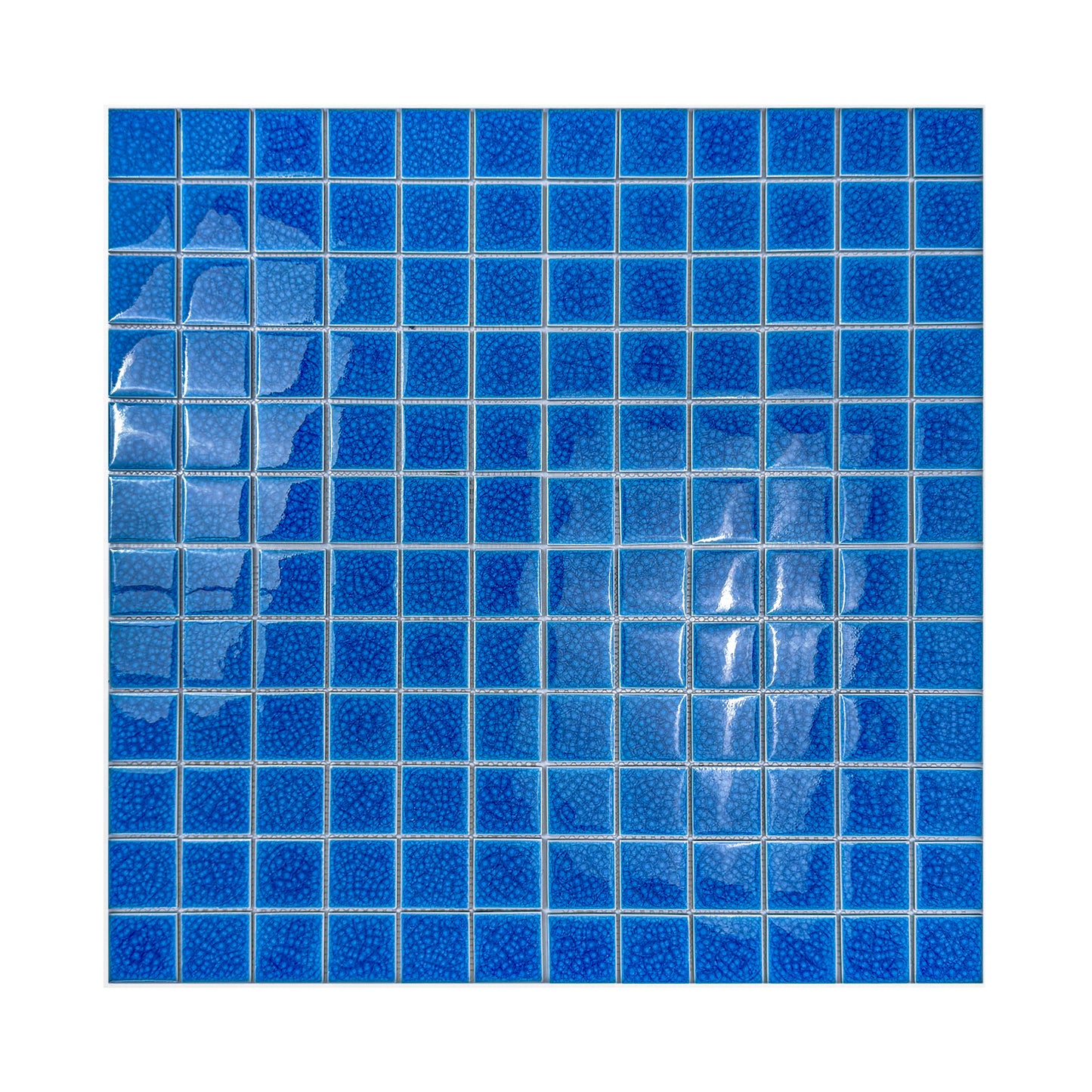 Oceanic Opal Series French Blue Double Crackle Porcelain Mosaic