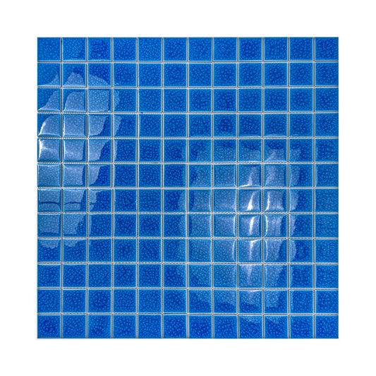 Oceanic Opal Series French Blue Double Crackle Porcelain Mosaic