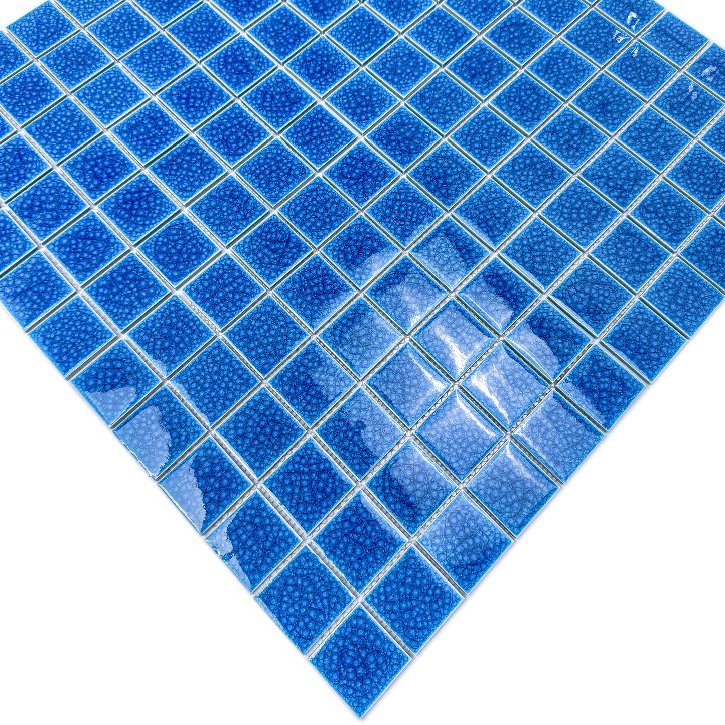 Oceanic Opal Series French Blue Double Crackle Porcelain Mosaic