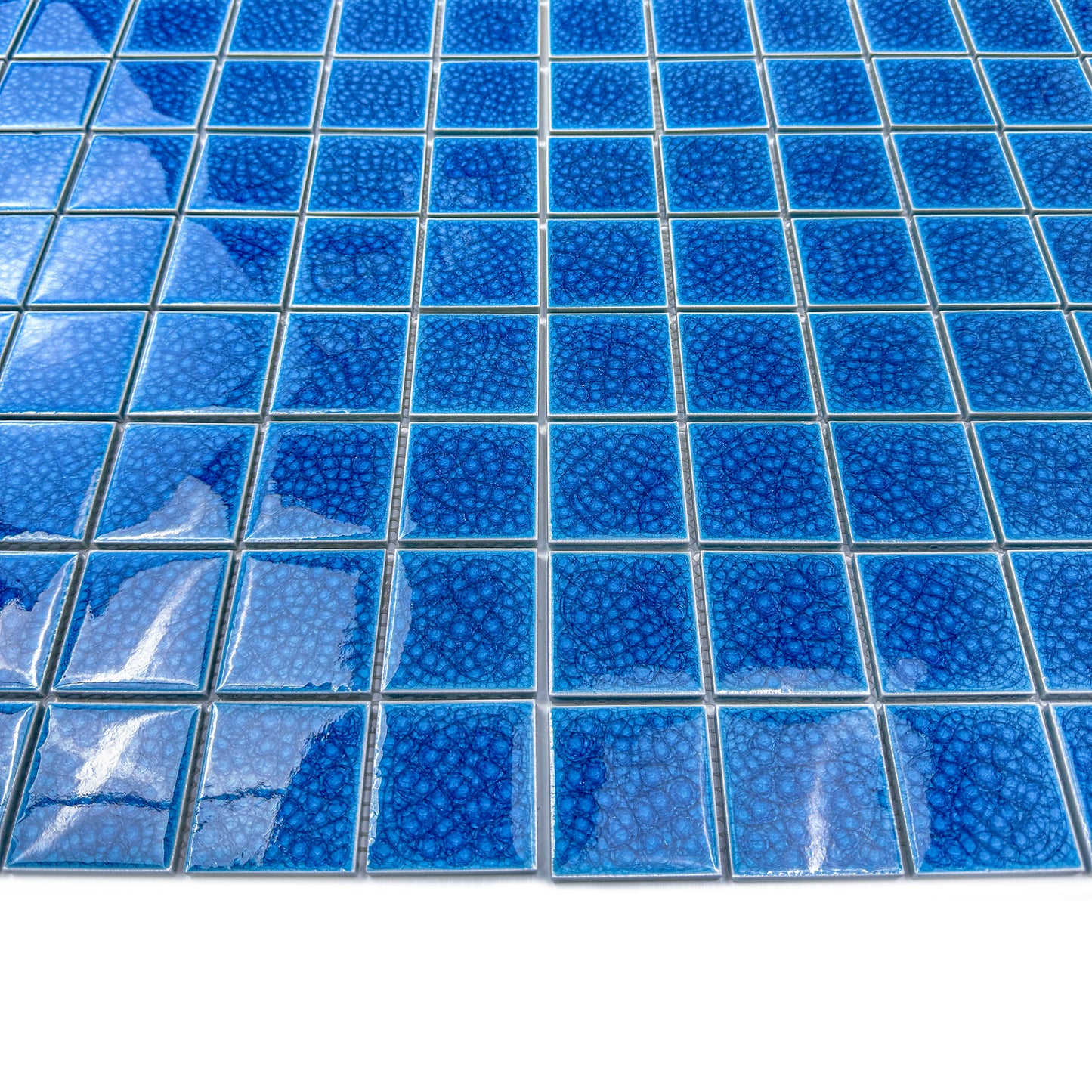 Oceanic Opal Series French Blue Double Crackle Porcelain Mosaic