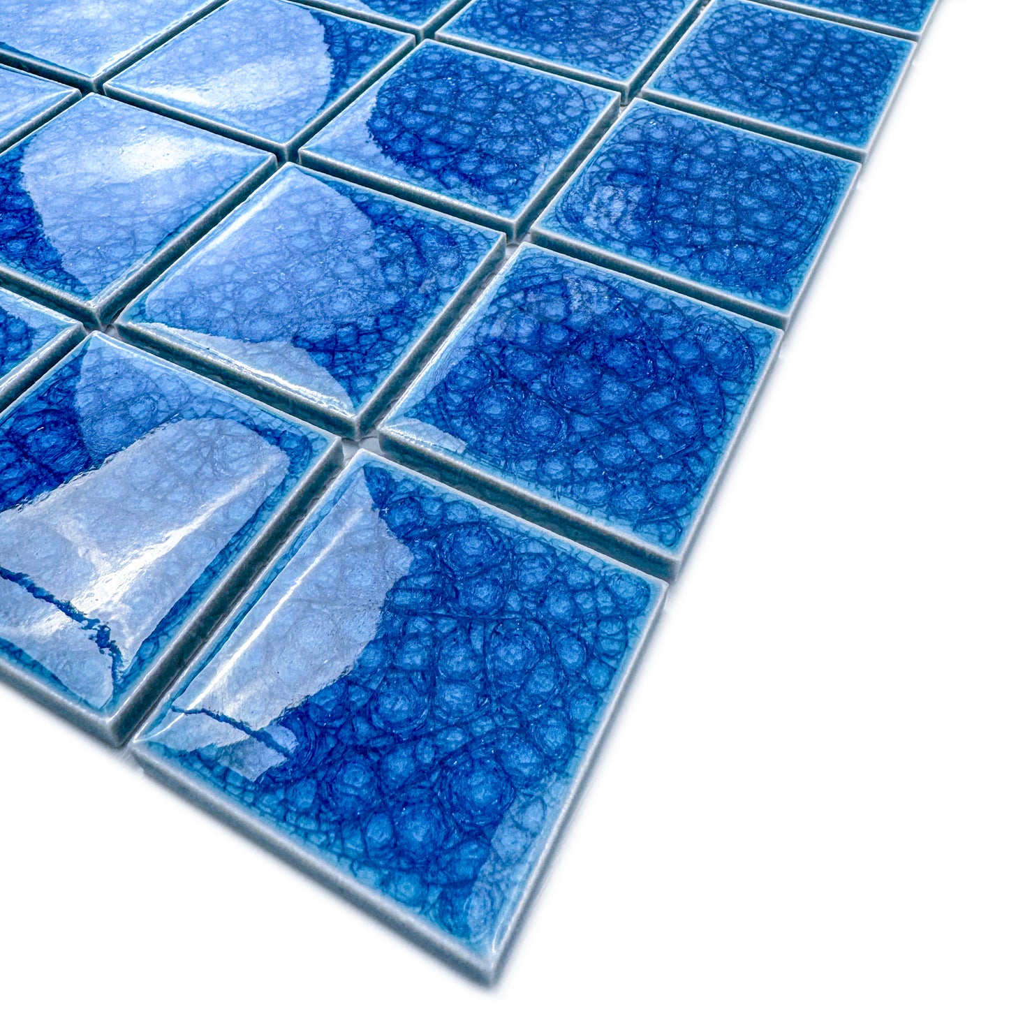 Oceanic Opal Series French Blue Double Crackle Porcelain Mosaic