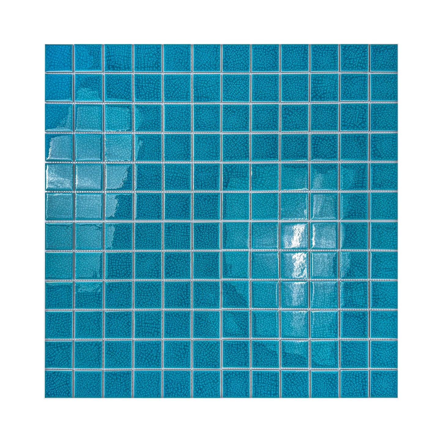 Oceanic Opal Series Tiffany Blue Double Crackle Porcelain Mosaic
