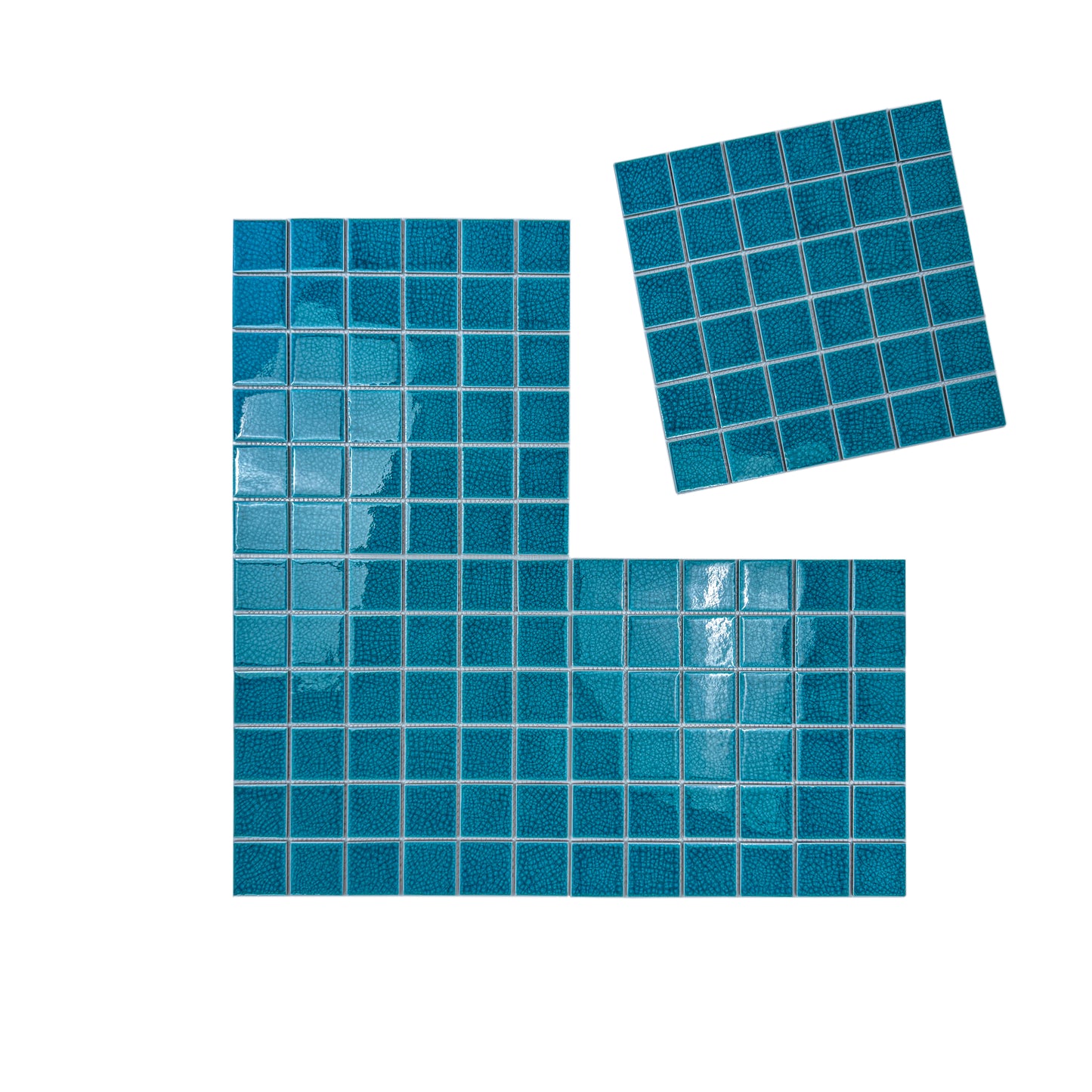Oceanic Opal Series Tiffany Blue Double Crackle Porcelain Mosaic