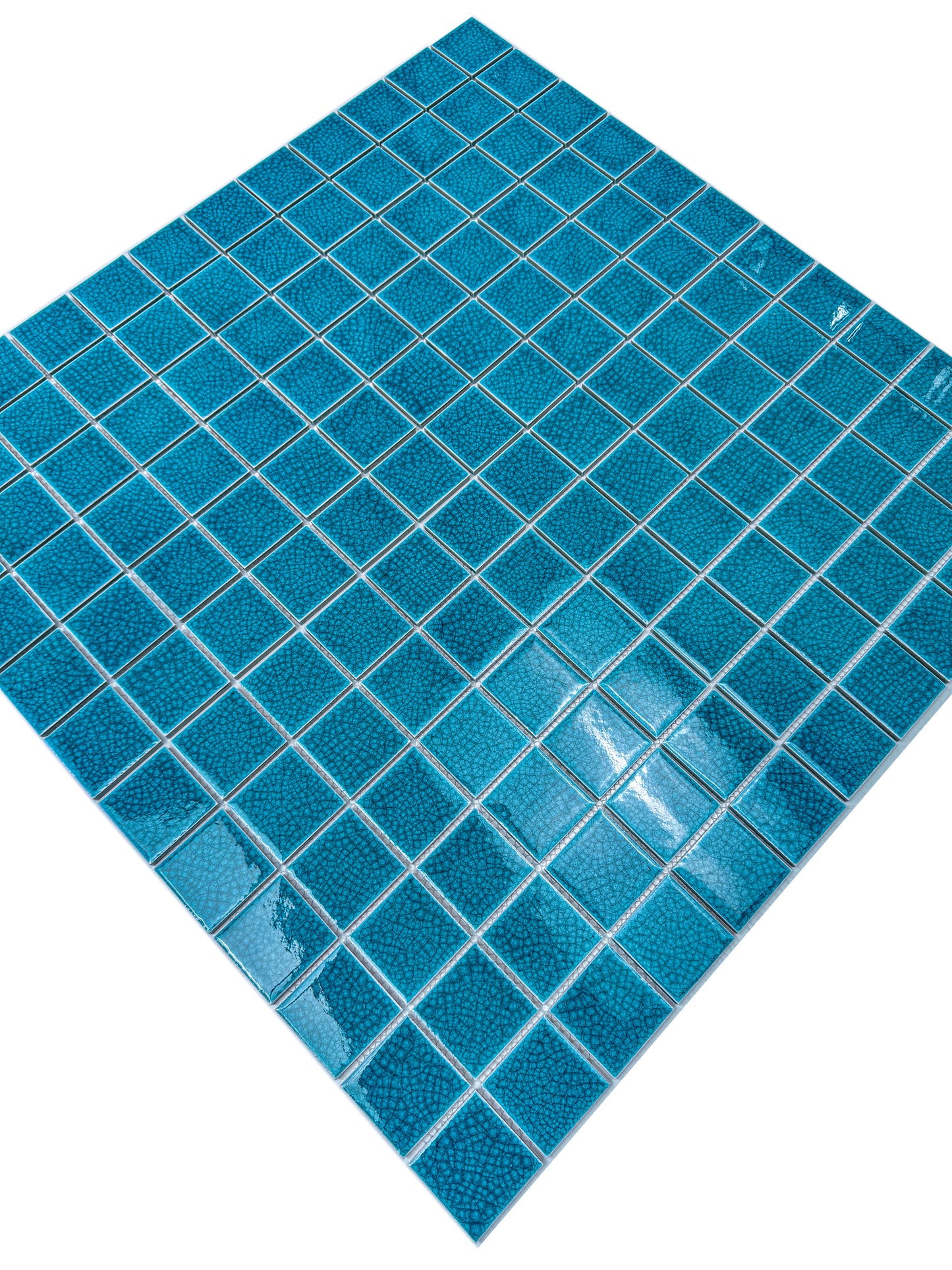 Oceanic Opal Series Tiffany Blue Double Crackle Porcelain Mosaic
