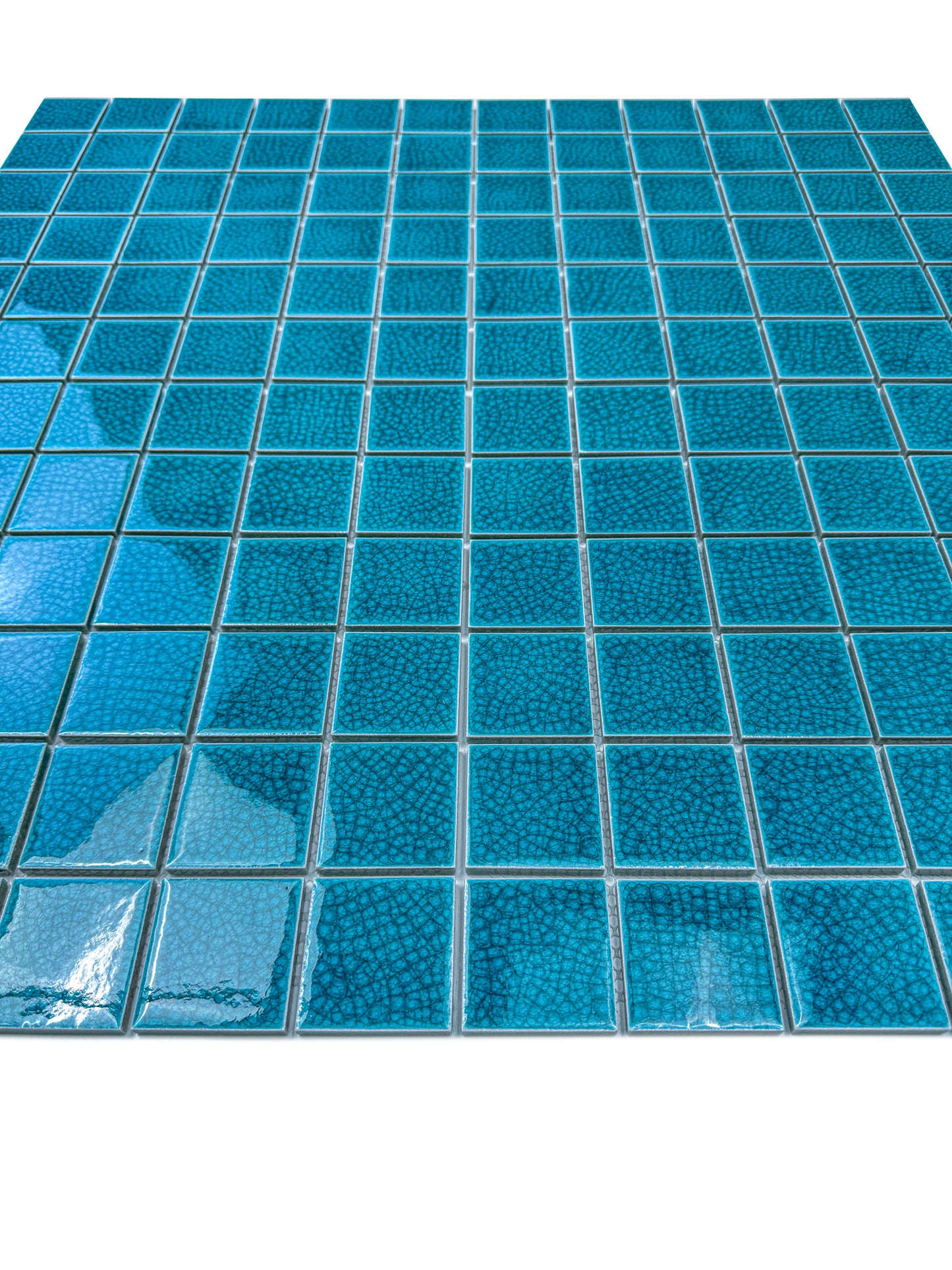 Oceanic Opal Series Tiffany Blue Double Crackle Porcelain Mosaic