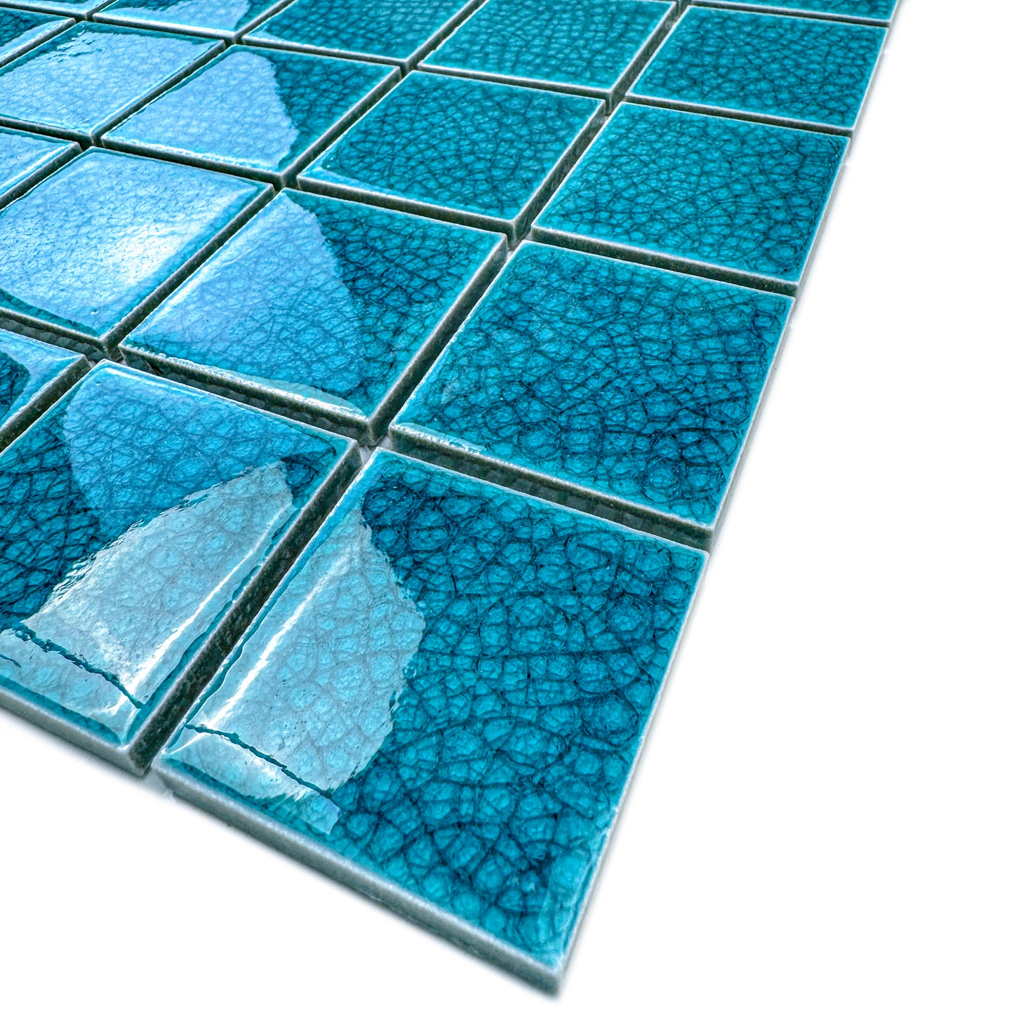 Oceanic Opal Series Tiffany Blue Double Crackle Porcelain Mosaic