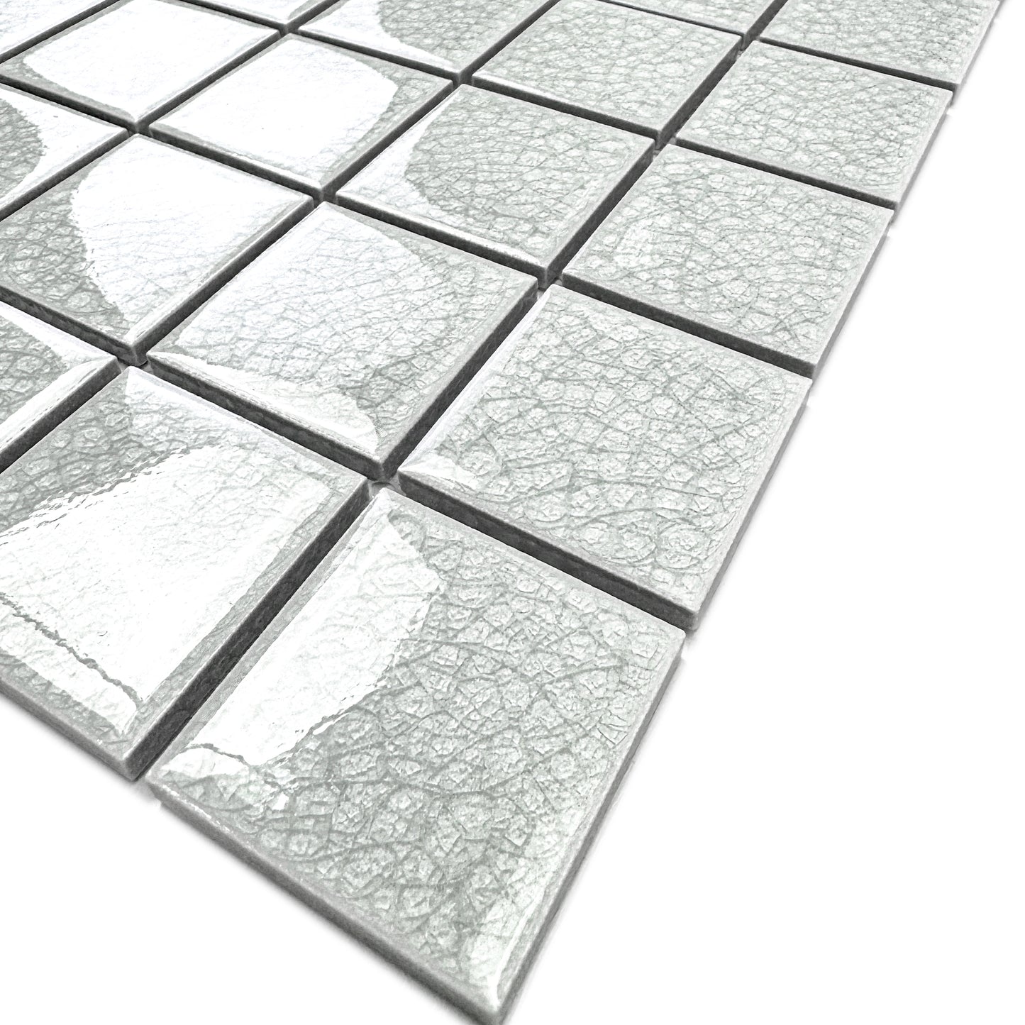 Oceanic Opal Series White Double Crackle Porcelain Mosaic