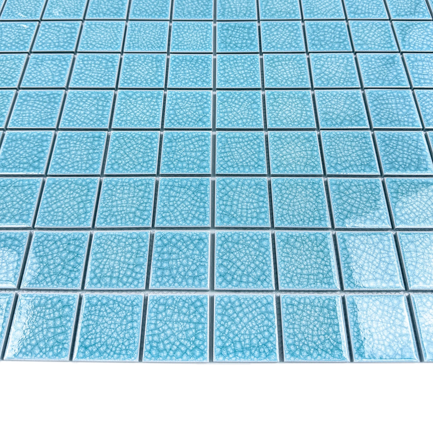 Oceanic Opal Series Sky Blue Convex Surface Crackle Porcelain Mosaic