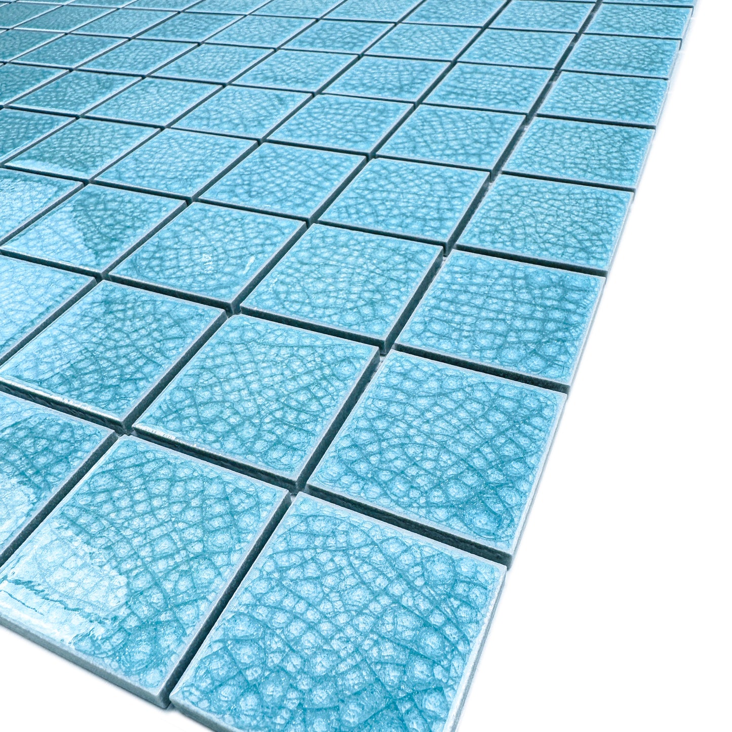Oceanic Opal Series Sky Blue Convex Surface Crackle Porcelain Mosaic