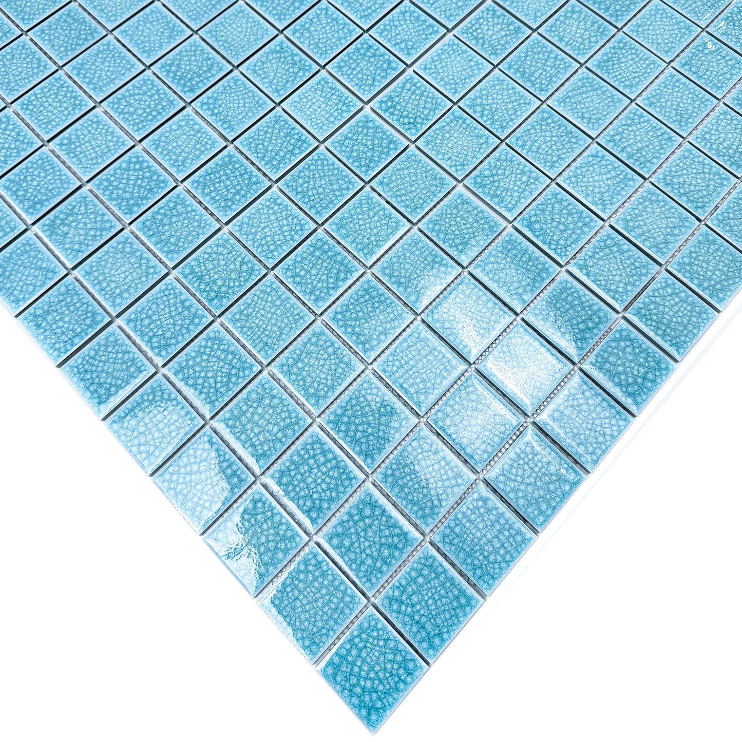 Oceanic Opal Series Sky Blue Convex Surface Crackle Porcelain Mosaic