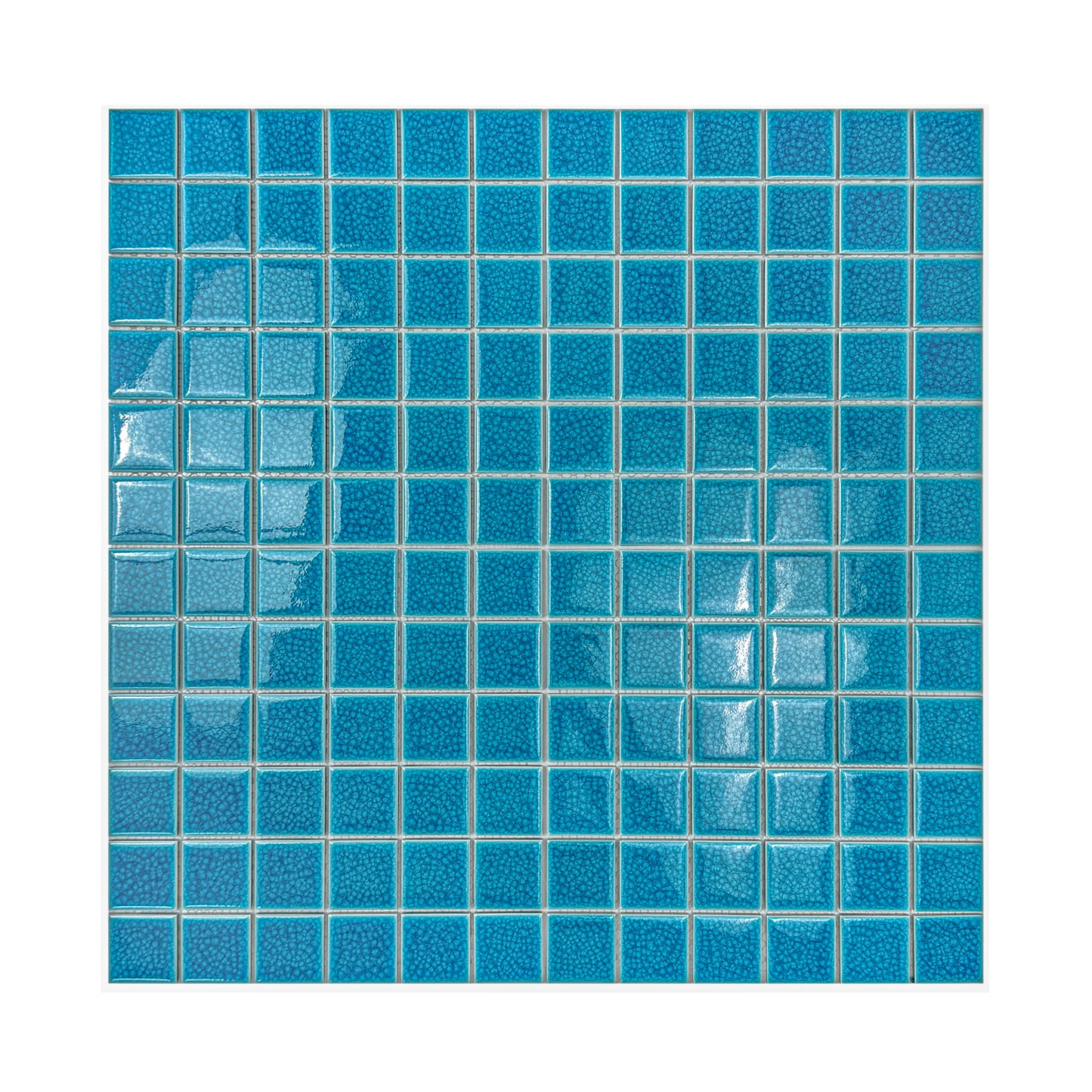 Oceanic Opal Series Tiffany Blue Convex Surface Crackle Porcelain Mosaic