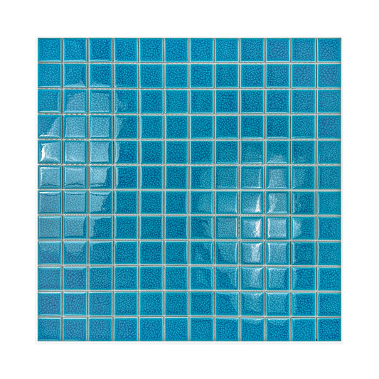 Oceanic Opal Series Tiffany Blue Convex Surface Crackle Porcelain Mosaic