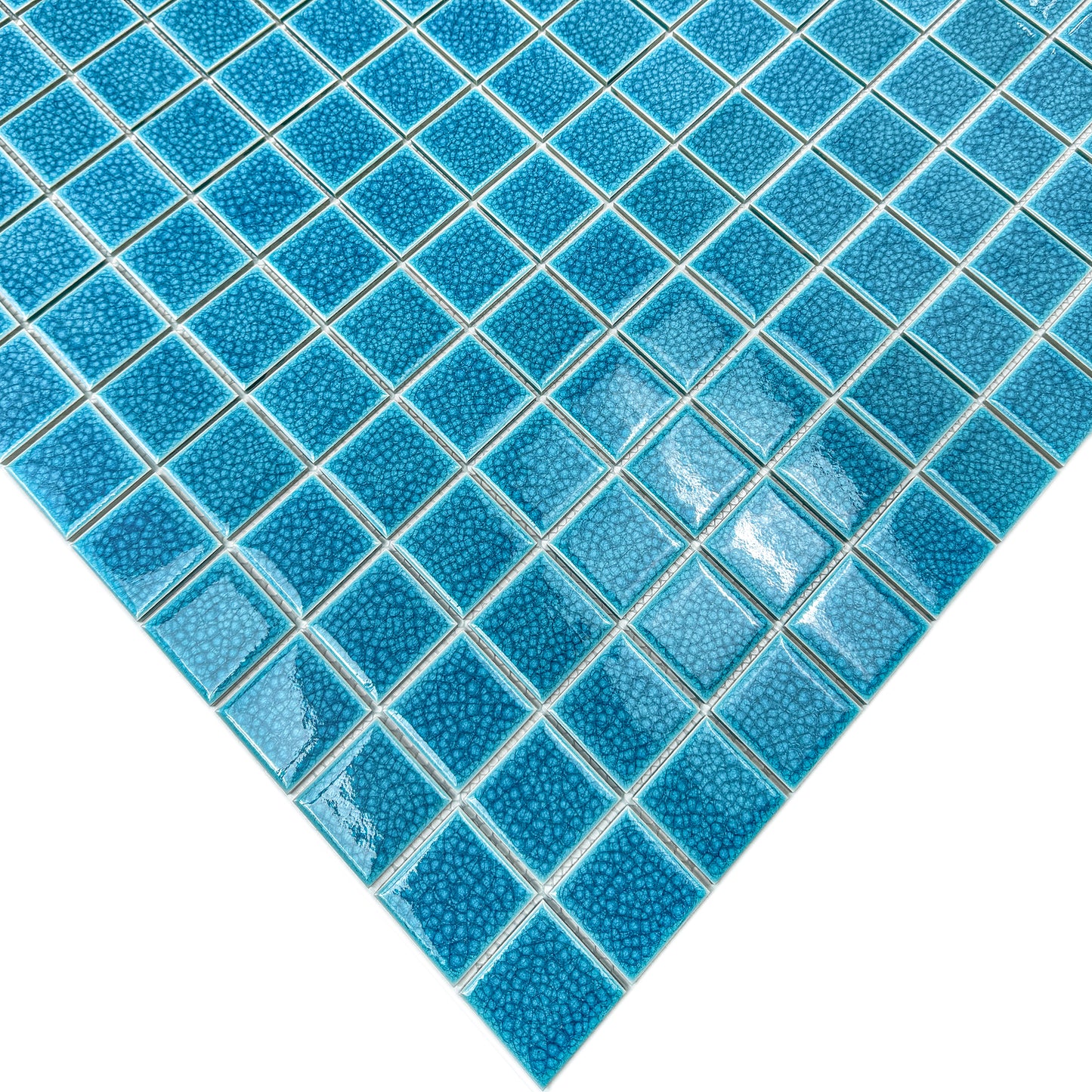 Oceanic Opal Series Tiffany Blue Convex Surface Crackle Porcelain Mosaic