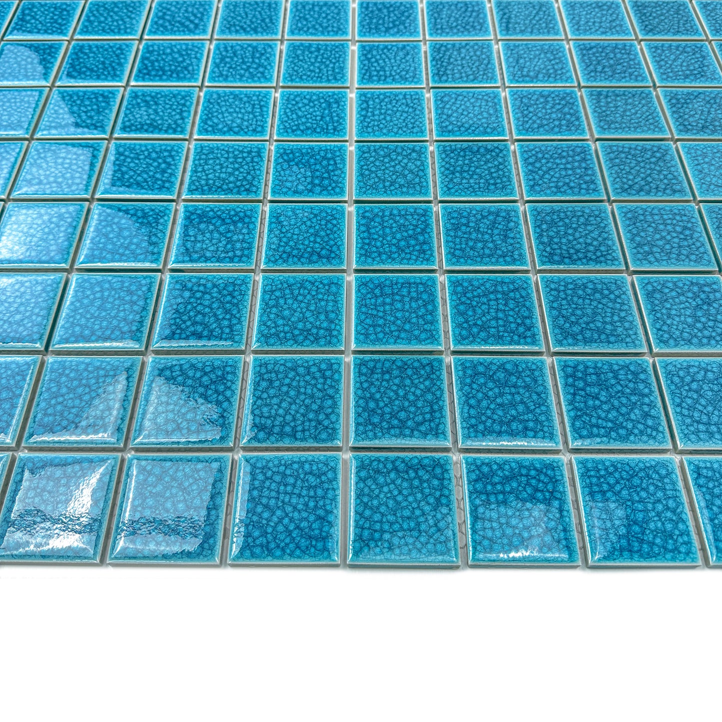 Oceanic Opal Series Tiffany Blue Convex Surface Crackle Porcelain Mosaic