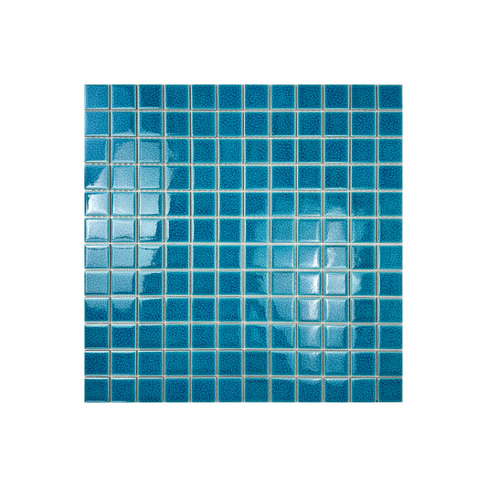 Oceanic Opal Series Tiffany Blue Convex Surface Crackle Porcelain Mosaic
