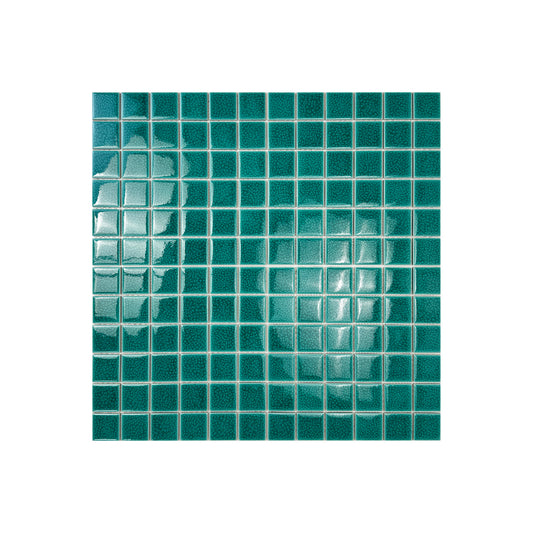 Oceanic Opal Series Teal Blue Convex Surface Crackle Porcelain Mosaic