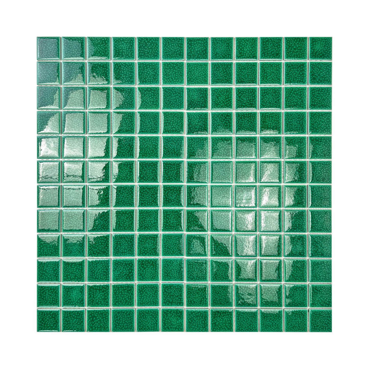 Oceanic Opal Series Forest Green Convex Surface Crackle Porcelain Mosaic